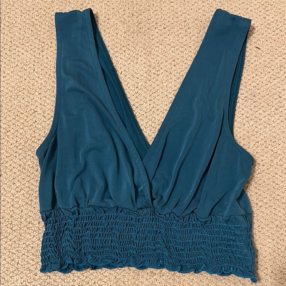 Urban Outfitters Blue Smocked Crop Top